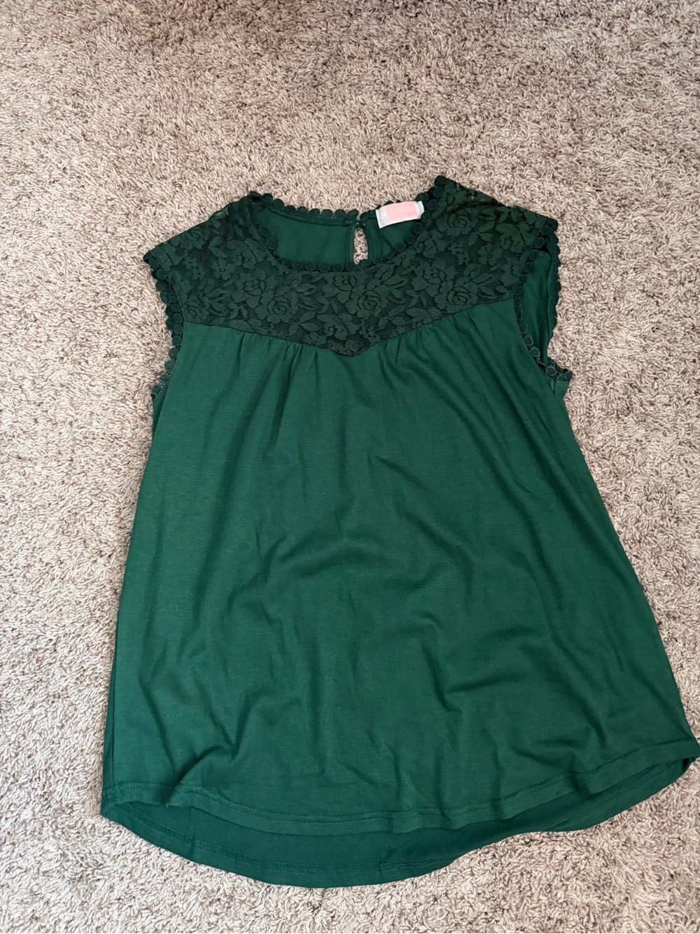 Lace Yoke Sleeveless Camisole - Dark Green